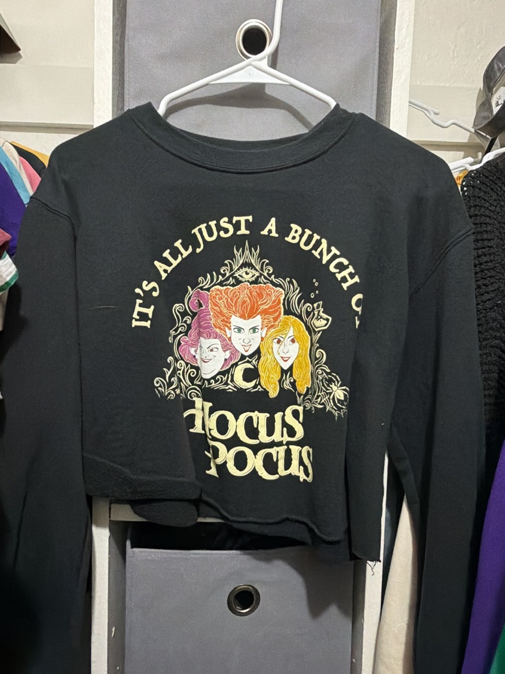 Black Hocus Pocus Graphic Crop Top - Women